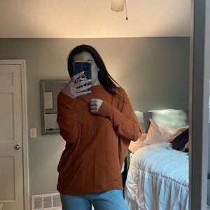 Burnt Orange Mock Neck Long Sleeve Top